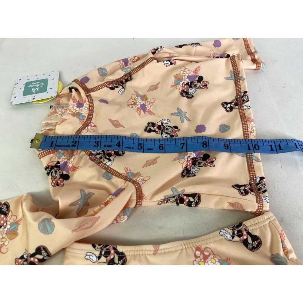 Disney Minnie Mouse 3 Piece Rashguard Top Bottoms Swim Set Swimwear 3-6 Months